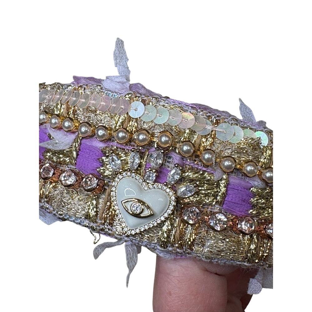 Minime Paris, Handmade Tweed Headband, 3 Rows, Light Purple - Picture 2 of 8